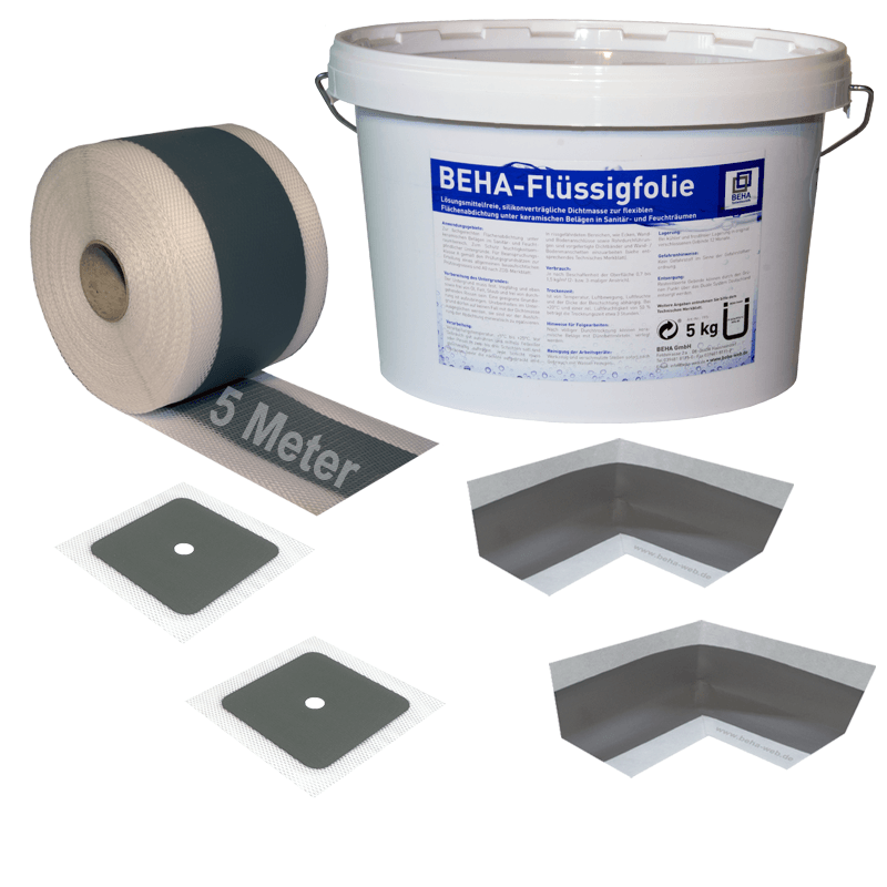 Dichtband Flüssigfolie, Wandmanschetten, Innenecken.