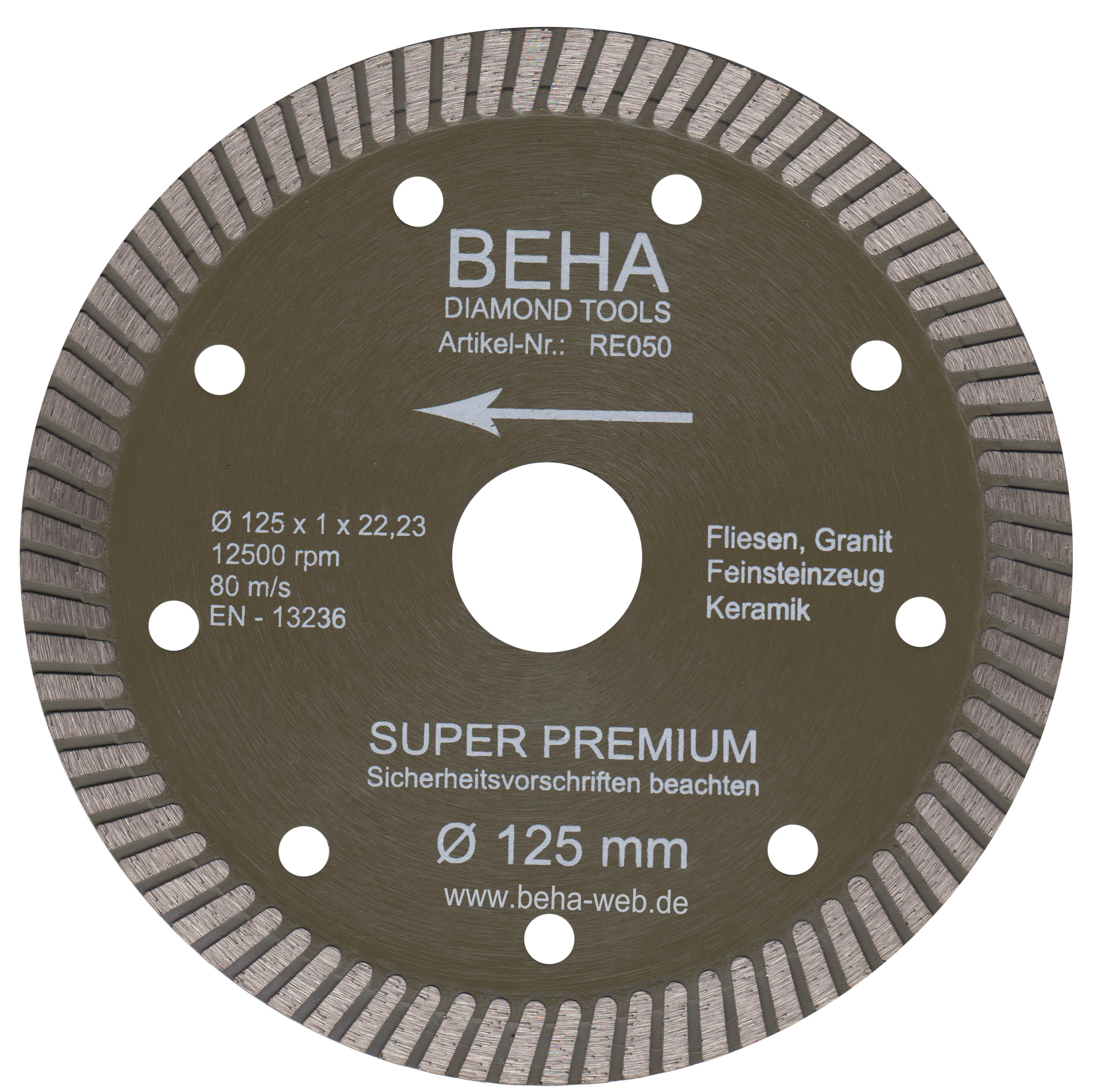 Diamantscheibe Ø 125 mm Diamanttrennscheiben Diamantscheiben für Keramik, Fliesen, Marmor, Feinsteinzeug