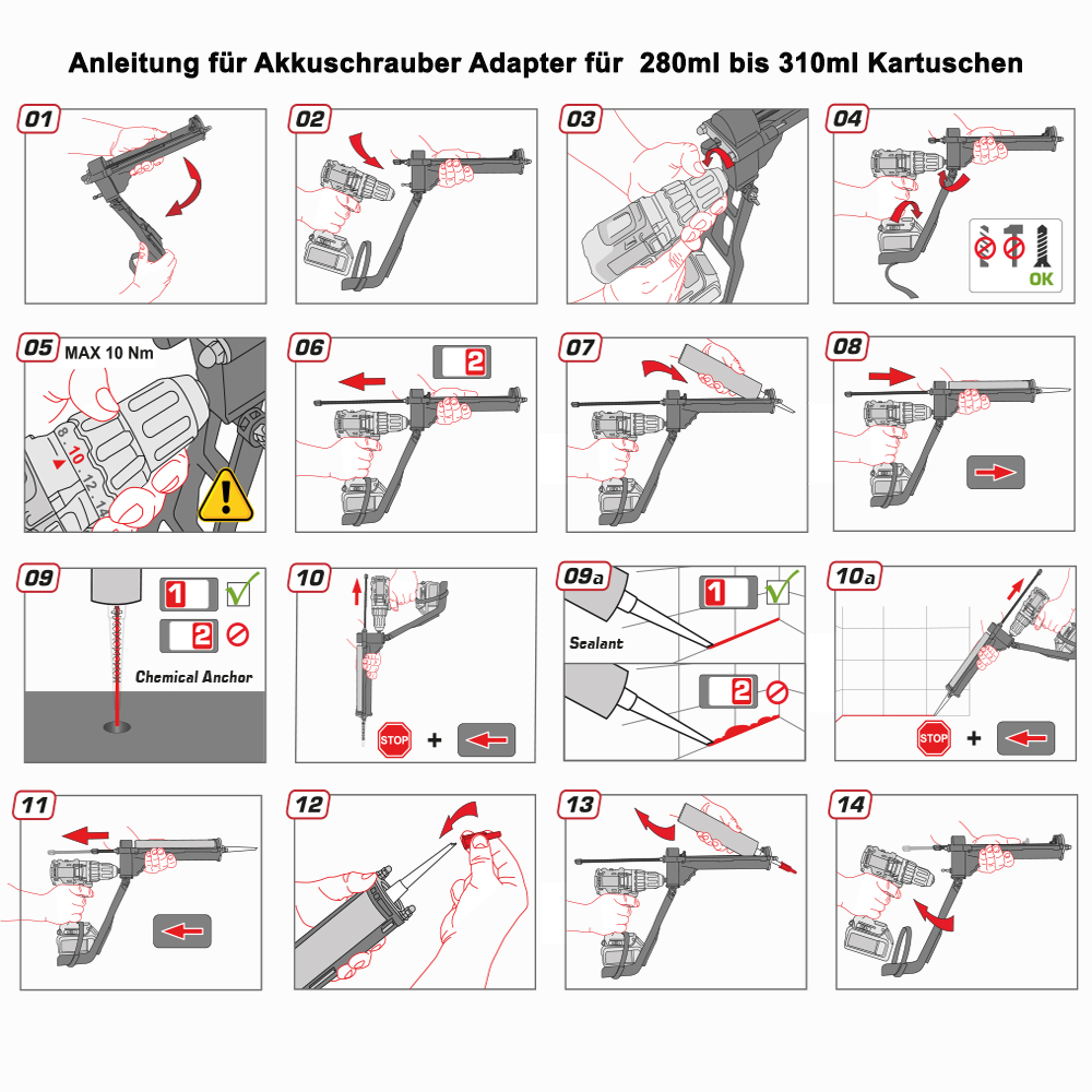 Akkuschrauber Adapter für 280ml & 300ml Kartuschen