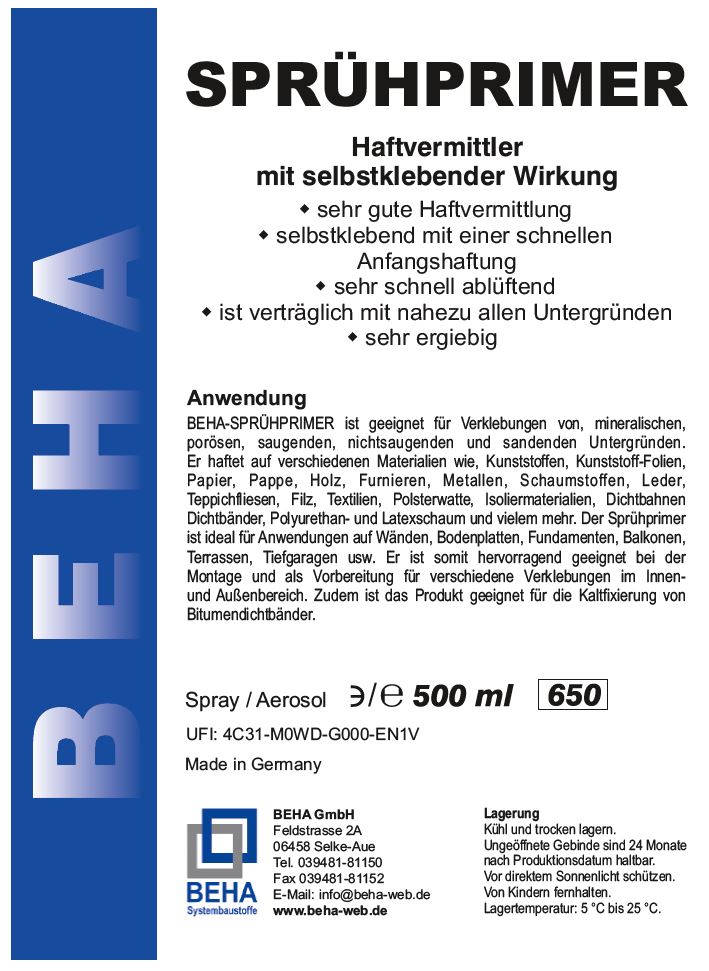 Primerspray für HDP Abdichtung