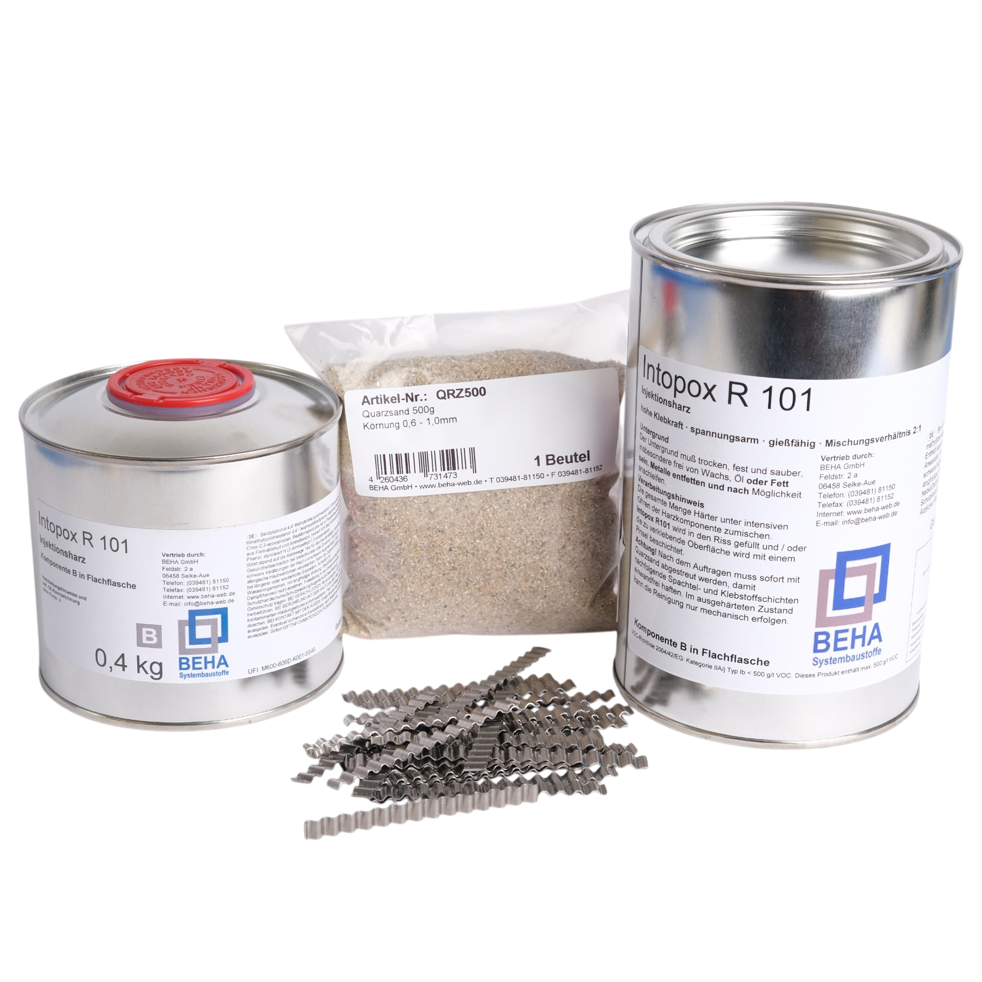 1,2 kg Epoxidharz Estrichklammern Quarzsand